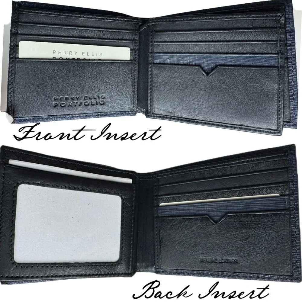 Perry Ellis Midnight Navy & Black Trimmed Men’s Wallet